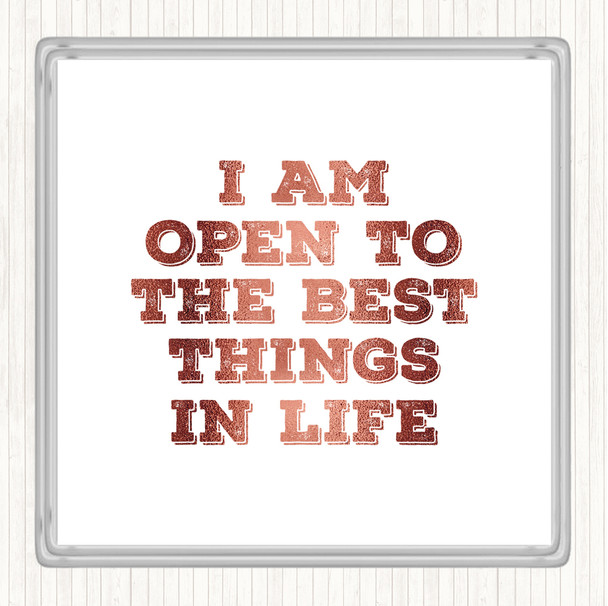 Rose Gold Best Things In Life Quote Drinks Mat Coaster