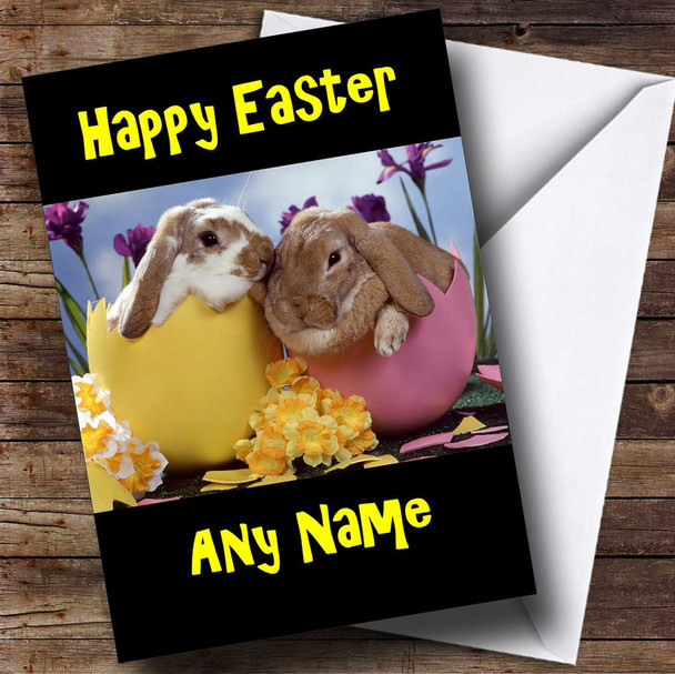 Bunny Rabbits In Egg Shells Personalised Easter Card