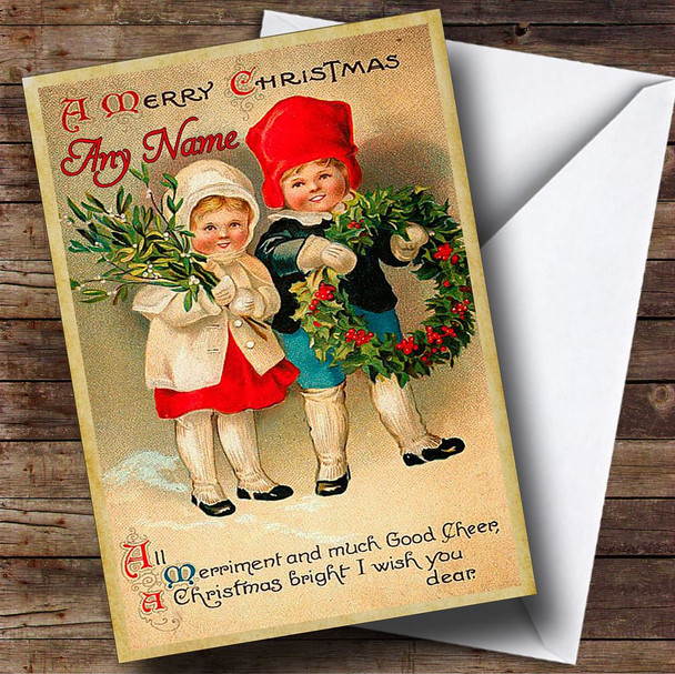 Children Vintage Traditional Personalised Christmas Card