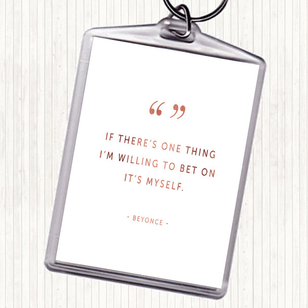 Rose Gold Bet On Myself Quote Bag Tag Keychain Keyring