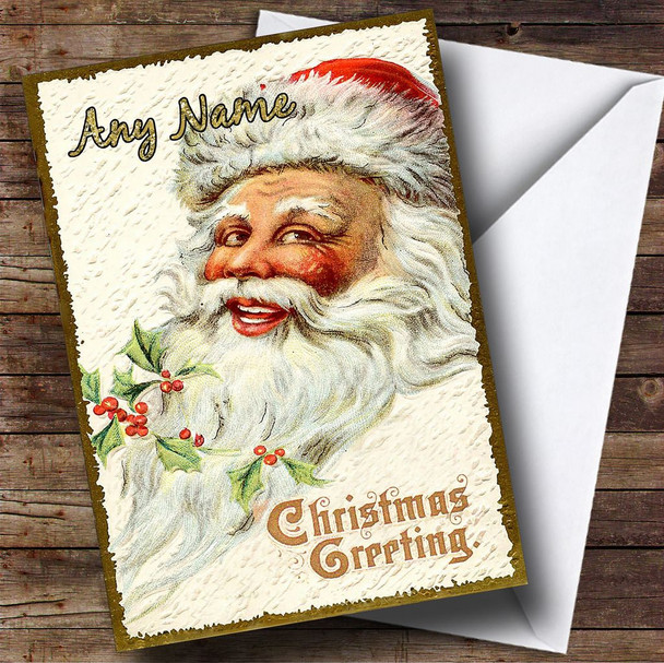 Vintage Traditional Santa Personalised Christmas Card