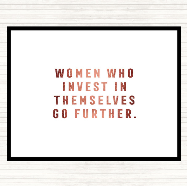 Rose Gold Women Who Invest Quote Dinner Table Placemat