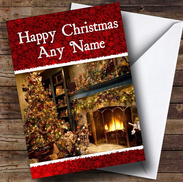 Fireplace Christmas Card Personalised