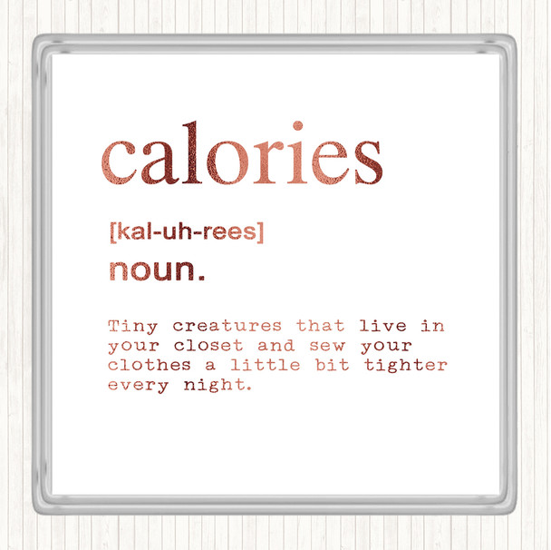 Rose Gold Word Definition Calories Quote Drinks Mat Coaster