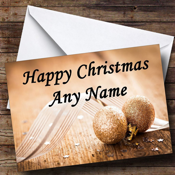 Gold Glitter Ball Christmas Card Personalised