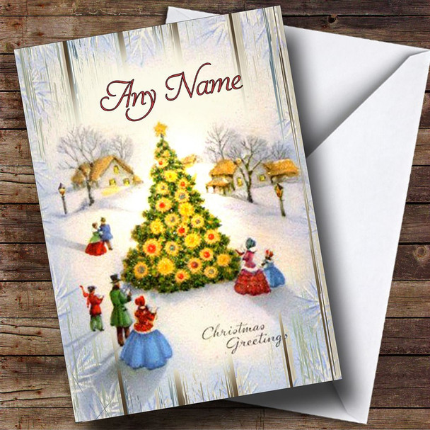 Wood Town Tree Vintage Traditional Personalised Christmas Card