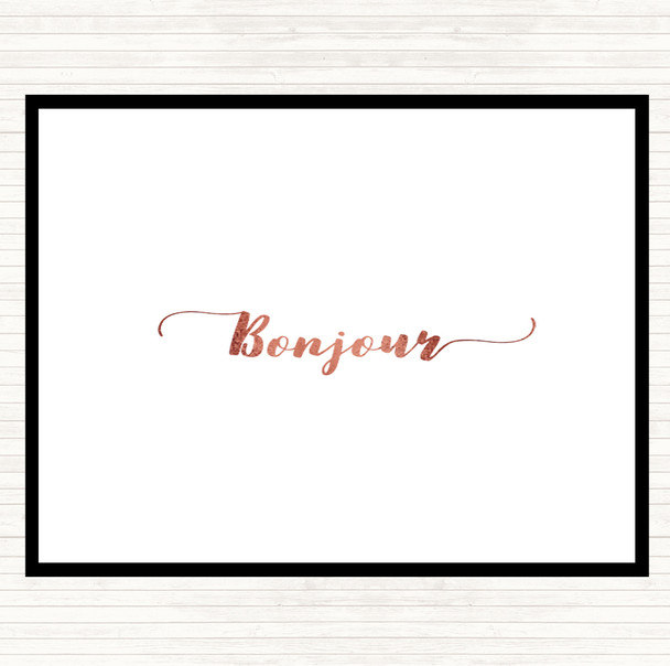 Rose Gold Bonjour Quote Mouse Mat Pad