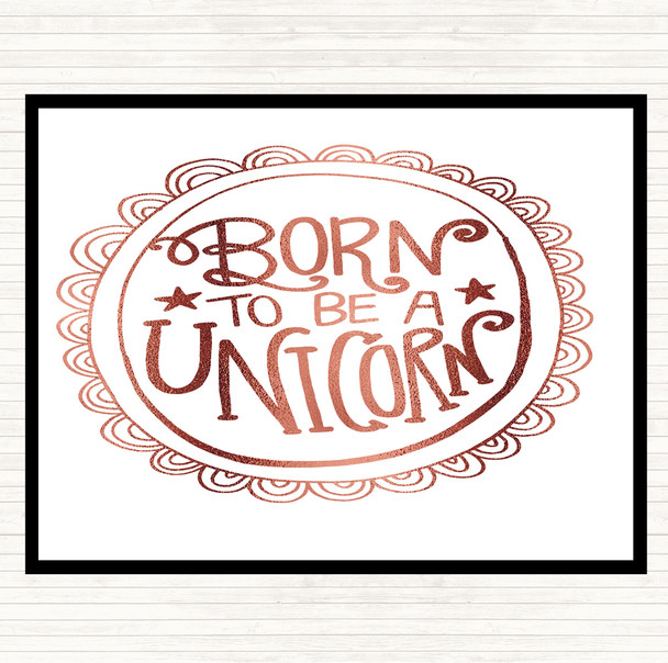 Rose Gold Born-To-Be-Unicorn-2 Quote Mouse Mat Pad