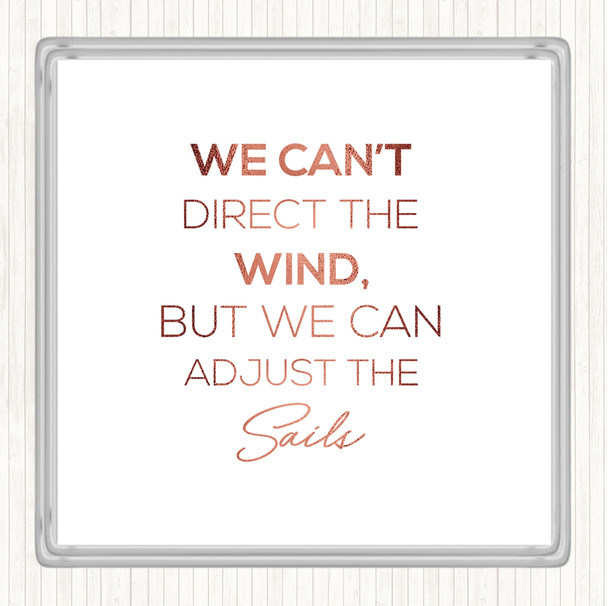 Rose Gold Adjust The Sails Quote Drinks Mat Coaster