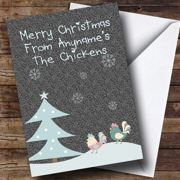From Or To The Chickens Personalised Christmas Card