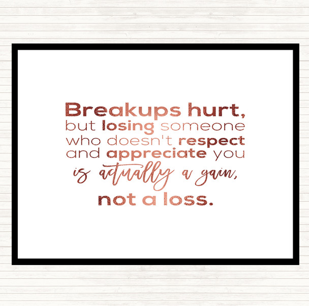 Rose Gold Breakups Hurt Quote Dinner Table Placemat