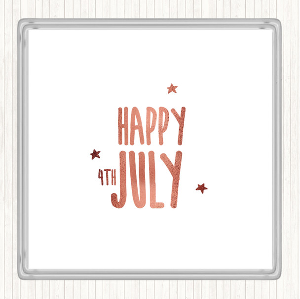 Rose Gold 4Th July Quote Drinks Mat Coaster