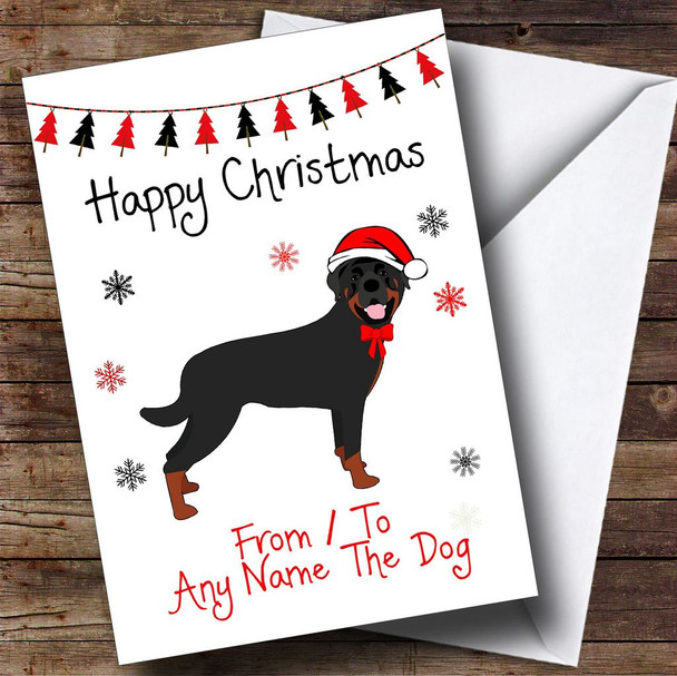Rottweiler From Or To The Dog Pet Personalised Christmas Card