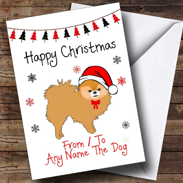 Red Pomeranian From Or To The Dog Pet Personalised Christmas Card