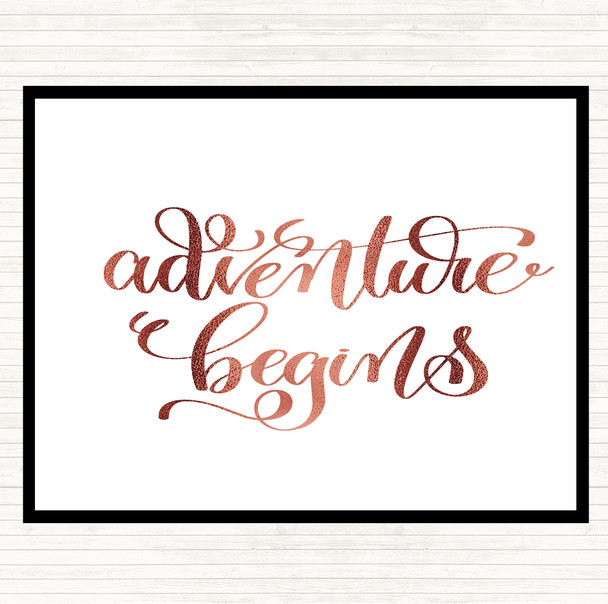 Rose Gold Adventure Begins Swirl Quote Mouse Mat Pad