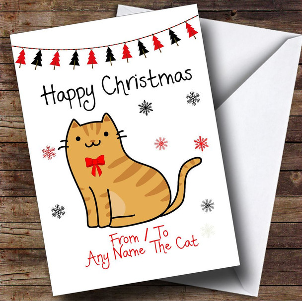 Ginger Tabby From Or To The Cat Pet Personalised Christmas Card