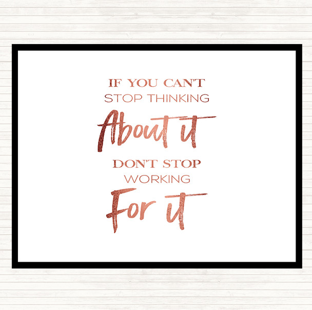 Rose Gold Cant Stop Thinking Quote Mouse Mat Pad