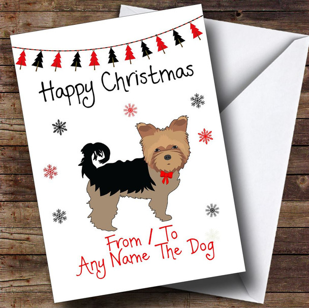 From Or To The Dog Yorkshire Terrier Pet Personalised Christmas Card