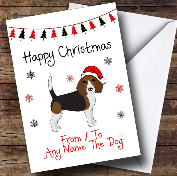 Dark Beagle From Or To The Dog Pet Personalised Christmas Card