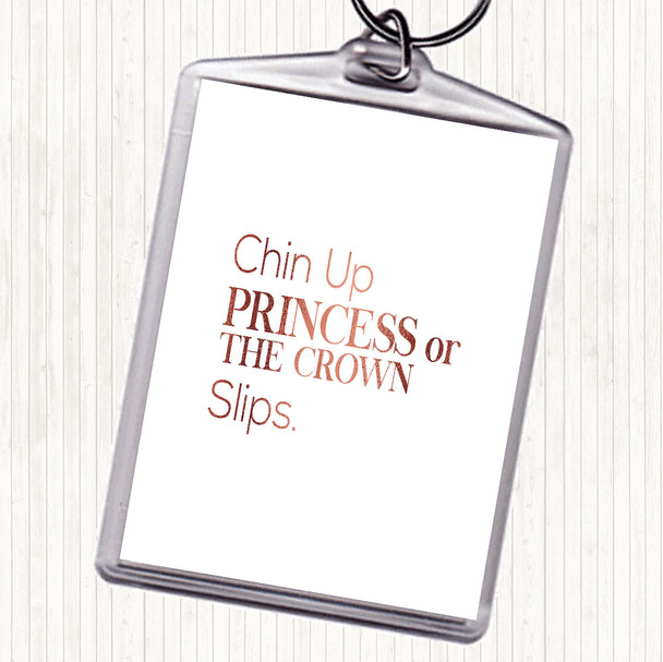 Rose Gold Chin Up Quote Bag Tag Keychain Keyring
