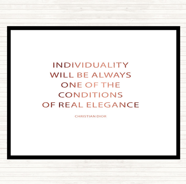 Rose Gold Christian Dior Individuality Quote Dinner Table Placemat