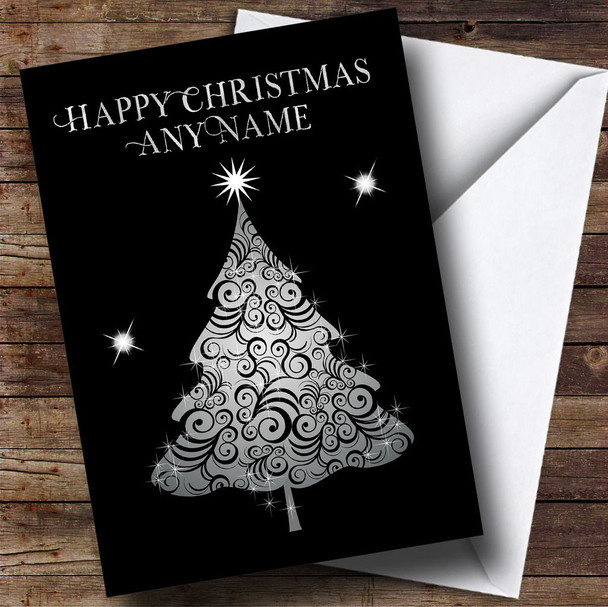 Pretty Silver Twinkly Tree Personalised Christmas Card