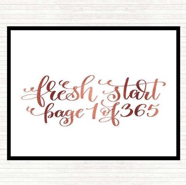 Rose Gold Christmas Fresh Start Quote Mouse Mat Pad
