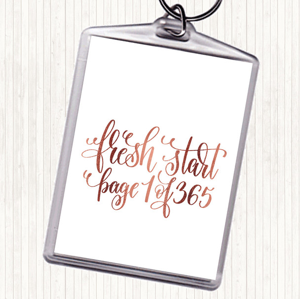 Rose Gold Christmas Fresh Start Quote Bag Tag Keychain Keyring