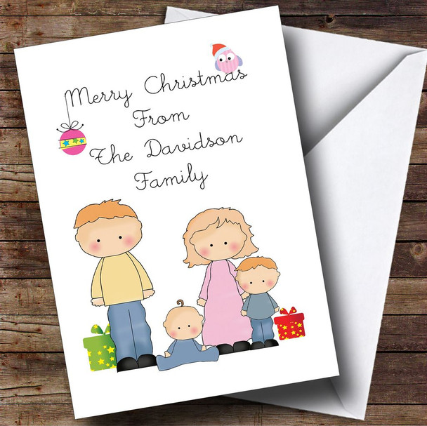 From Our Family Two Light Hair Boys Personalised Christmas Card