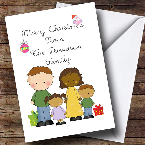 From Our Family Mixed Race Personalised Christmas Card