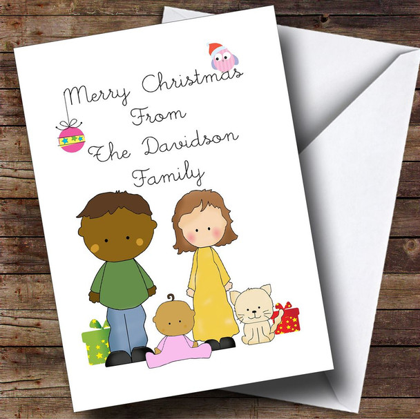 From Our Family Mixed Race Baby Girl Personalised Christmas Card