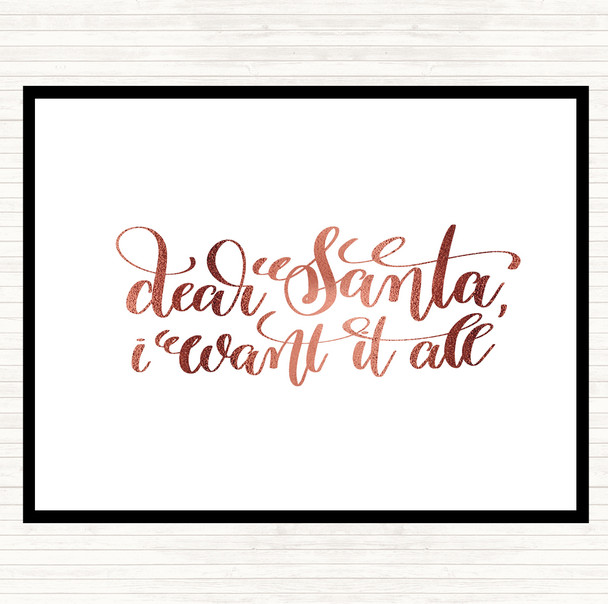 Rose Gold Christmas I Want It All Quote Mouse Mat Pad