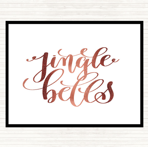 Rose Gold Christmas Jingle Bells Quote Mouse Mat Pad