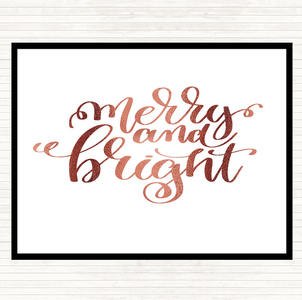 Rose Gold Christmas Merry & Bright Quote Mouse Mat Pad