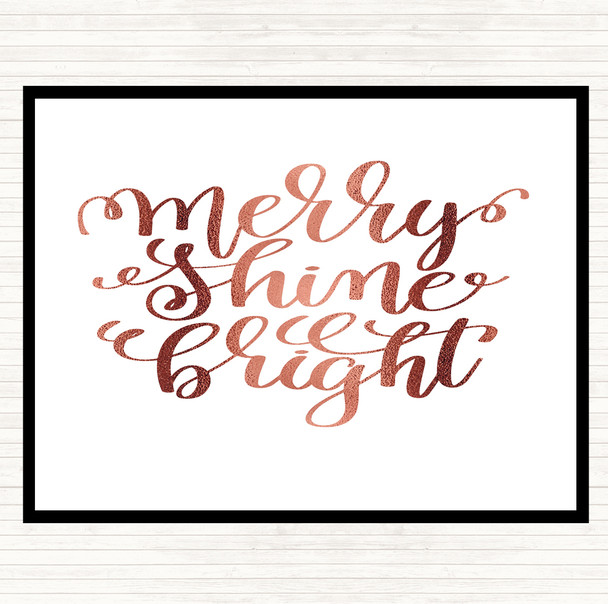 Rose Gold Christmas Merry Shine Bright Quote Dinner Table Placemat