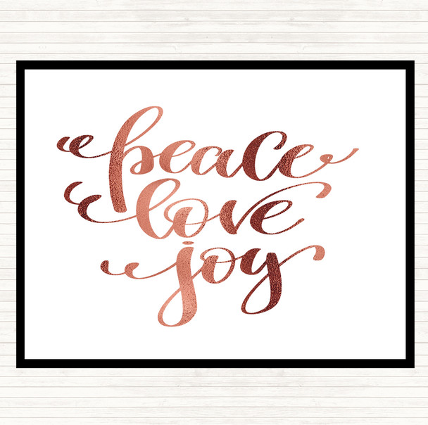 Rose Gold Christmas Peace Love Joy Quote Mouse Mat Pad