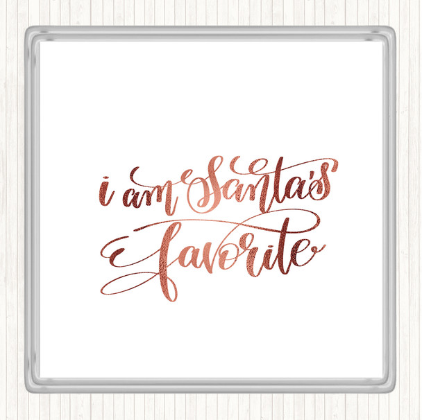 Rose Gold Christmas Santa's Favourite Quote Drinks Mat Coaster