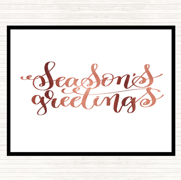 Rose Gold Christmas Seasons Greetings Quote Mouse Mat Pad