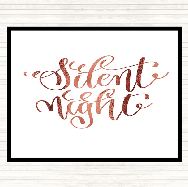 Rose Gold Christmas Silent Night Quote Dinner Table Placemat