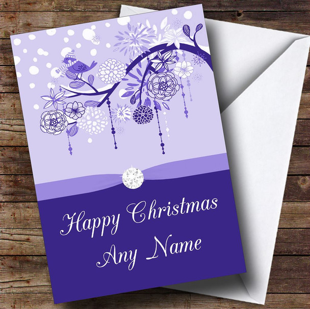 Blue Xmas Bird Personalised Christmas Card