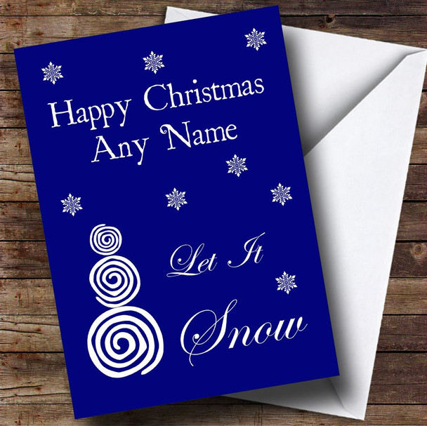 Blue & White Snowflakes Personalised Christmas Card