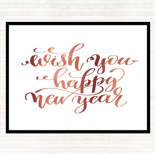 Rose Gold Christmas Wish Happy New Year Quote Mouse Mat Pad