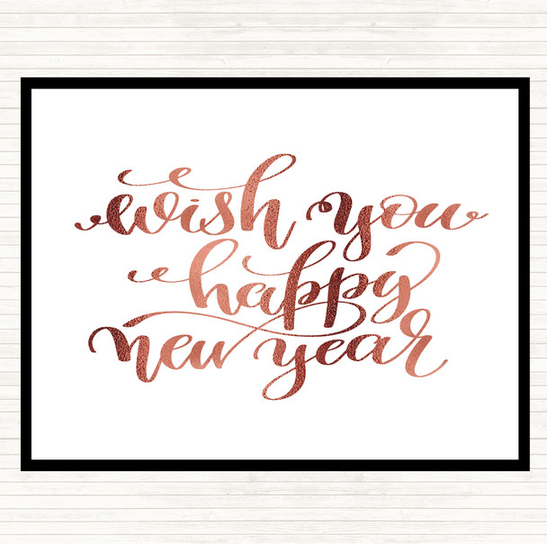 Rose Gold Christmas Wish Happy New Year Quote Dinner Table Placemat