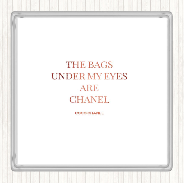 Rose Gold Coco Chanel Bags Under My Eyes Quote Drinks Mat Coaster