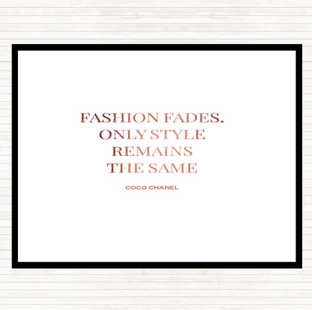 Rose Gold Coco Chanel Fashion Fades Quote Dinner Table Placemat