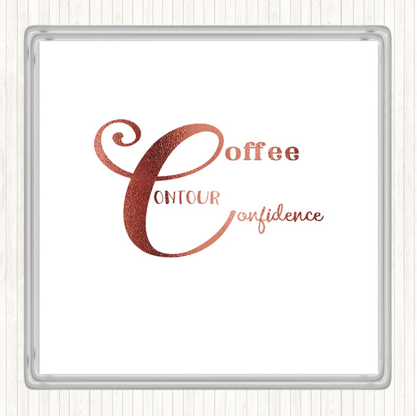 Rose Gold Coffee  Confidence Quote Drinks Mat Coaster