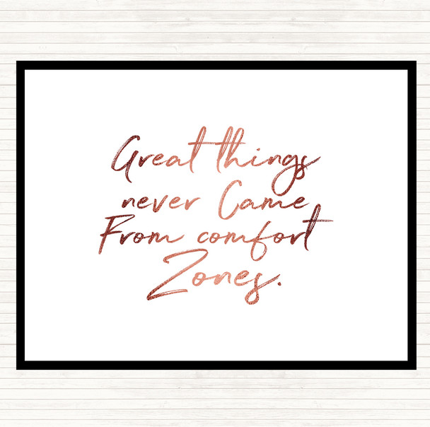 Rose Gold Comfort Zones Quote Mouse Mat Pad