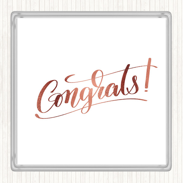 Rose Gold Congrats Quote Drinks Mat Coaster