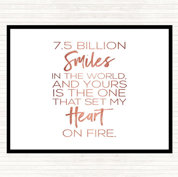 Rose Gold 7.5 Billion Smiles Quote Dinner Table Placemat