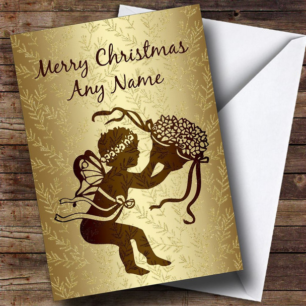 Gold Xmas Angel Personalised Christmas Card